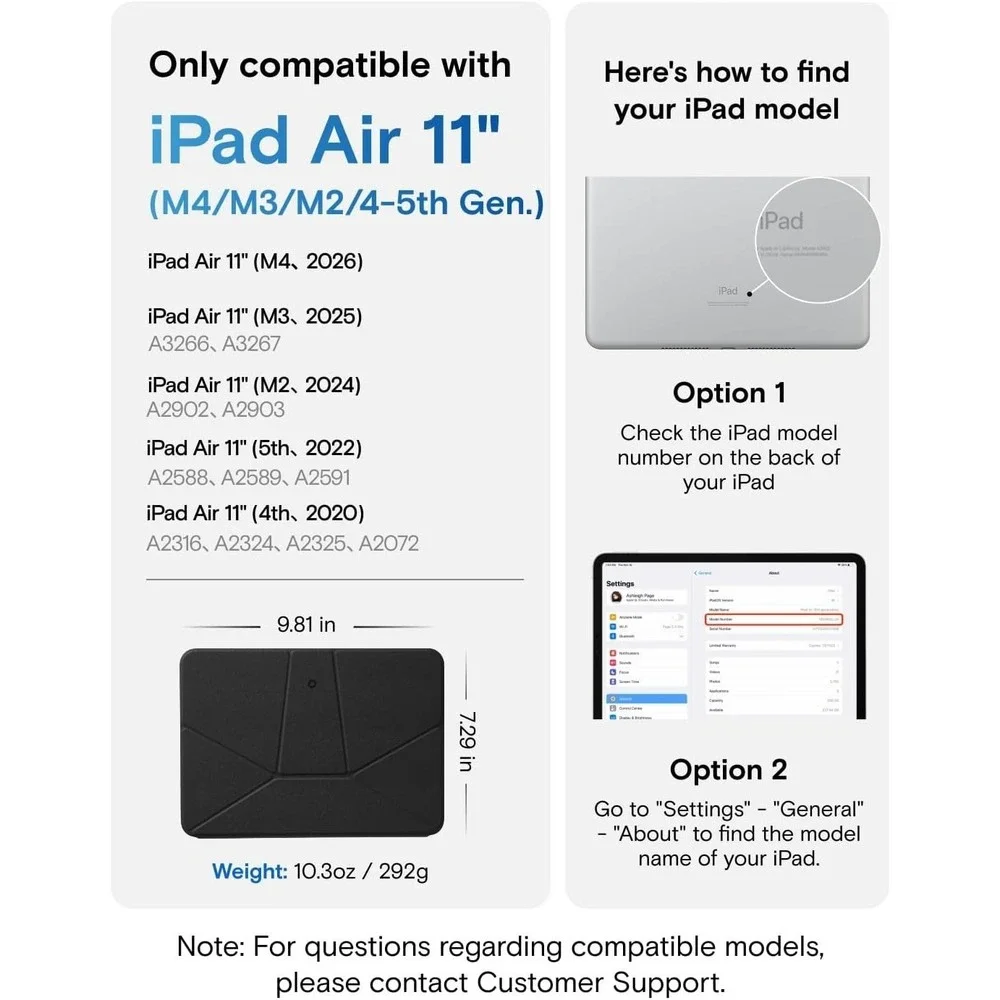 MOFT Dynamic Folio Case for iPad Air 11inch Silm Magnetic Case JET BLACK